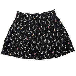 Catimini Girl's Black Hummingbird Pleated Mini Flare Skater A-Line Skirt Size 4